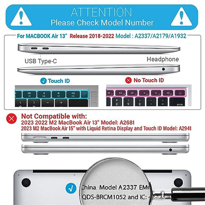 IBENZER Compatible with New MacBook Air 13 inch Case 2022 2021 2020 M1 A2337 A2179 A1932, Plastic Hard Shell Case with Keyboard Cover for Mac Retina Display with Touch ID, Lavender Gray, AT13LVGY+1 - color: Lavender Gray