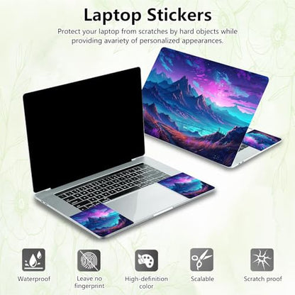 Laptop Skin Sticker Decal, Universal Reusable Vinyl Laptop Cover for 12" 13" 13.3" 14" 15" 15.4" 15.6" Notebook PC, Reusable Waterproof Scratch-Resistant with 2 Wrist Pads,Art Landscape Mountains - color: Art Landscape Mountains
