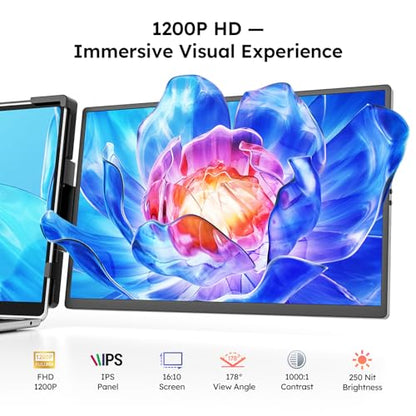 Dopesplay 14.1" FHD 1920x1200 IPS Laptop Extender, 16:10 Matte Dual Monitor for 14-17" Laptops | USB-C/HDMI, Plug-and-Play | Lightweight Foldable | Compatible with Win/Mac/Android/Switch - size: 14.1" Bag
