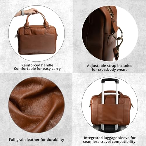 Full Grain Leather Briefcase | Elegant Handmade Leather Briefcase for Men, Perfect for Work and Business.