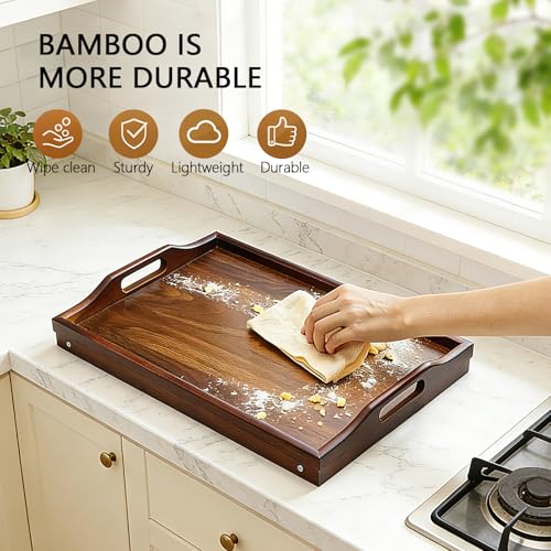 Bamboo Breakfast Tray Table with Folding Legs for Bed Table Sofa - Eating & Laptop Tray Bamboo with Folding Legs - color: Walnut