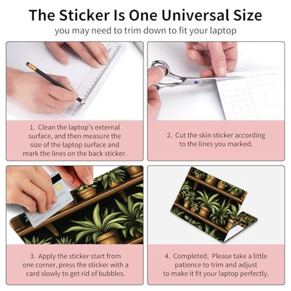 15.6 Inch Laptop Skin Sticker, Reusable Vinyl Cover Protector with 2 Wrist Pad Skins, Removable Waterproof Scratch-Resistant for 12-15.6 Inch Laptop Notebook,Potted Plants On Shelves - color: Potted Plants On Shelves