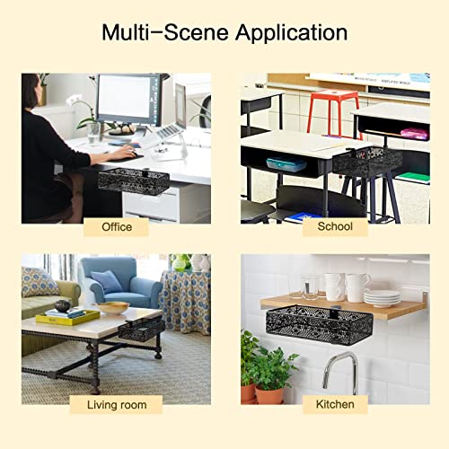 Under Desk Drawer, Clamp on Desk Organizer Under Table Hanging Desk Storage | 2PCS under desk organizer: clamp on desk drawer, under desk basket, hanging desk storage, clamp on undertable shelf, no-drill - size: Black 2 Pack