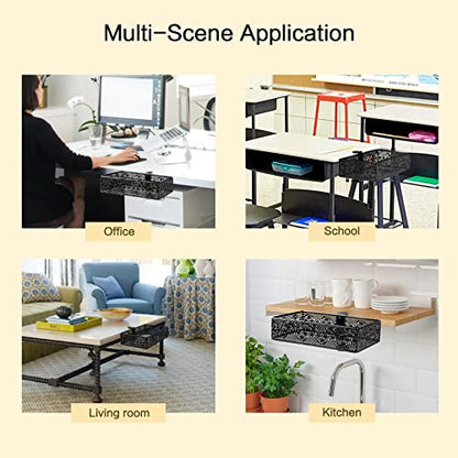 Under Desk Drawer, Clamp on Desk Organizer Under Table Hanging Desk Storage | 2PCS under desk organizer: clamp on desk drawer, under desk basket, hanging desk storage, clamp on undertable shelf, no-drill - size: Black 2 Pack