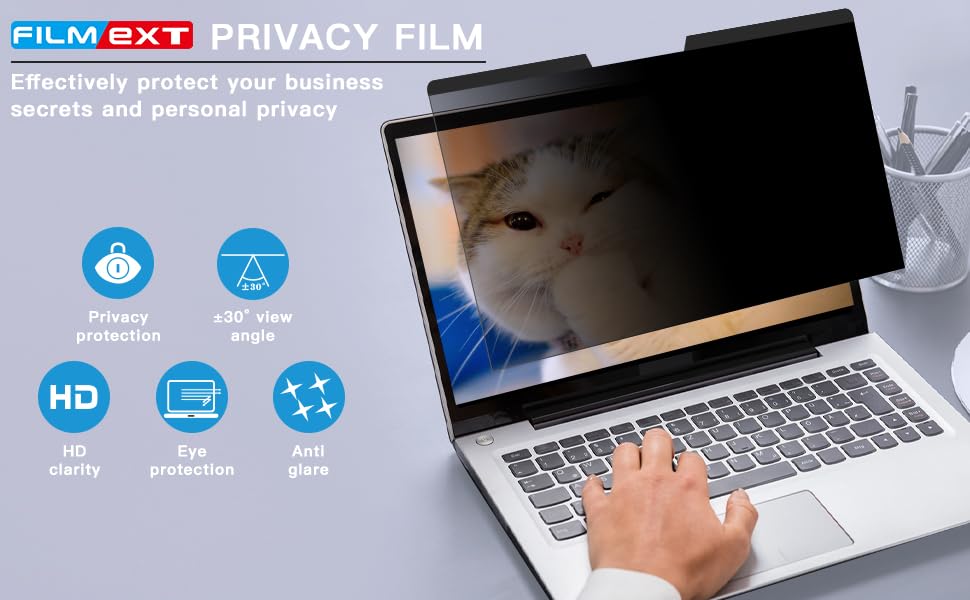 Laptop Privacy Screen 13.3 inch Compatible with HP Elitebook Dell Xps Lenovo Thinkpad, Removable 16:9 Laptop Privacy Filter, Anti-Glare, Blue Light Blocking