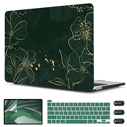 CISSOOK Case for MacBook Pro 13 Inch M2 M1 Chip A2338 A2251 A2289 | 4in1 Set Hard Shell Case+ Keyboard Cover+ Screen Protector for MacBook Pro 13 with Touch Bar 2020-2025, Elegant Gold Lotus - color: Pro13inch-Elegant Gold Lotus