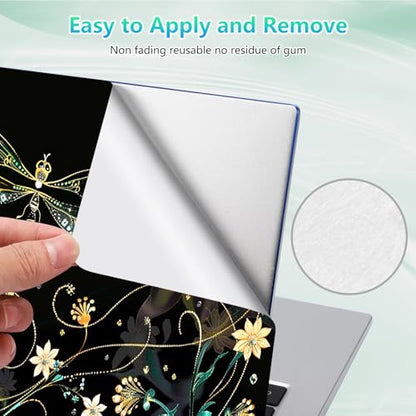 Laptop Skin Sticker Decal 12"-15.6" Universal Laptop/Notebook/Netbook Vinyl - Waterproof Scratch Resistant,Fits HP Dell Lenovo MacBook,2 Free Wrist Pads,Easy Apply & Remove,Dragonfly Floral - color: Dragonfly Floral