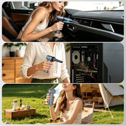TurboFlow 3-in-1 Compact Ultra High-Speed Cordless Mini Blower & Vacuum, 110000RPM, Fast Charging, Dust Blower and Vacuum for Computer, Keyboard, Car, Home, Garden & Outdoor