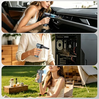 TurboFlow 3-in-1 Compact Ultra High-Speed Cordless Mini Blower & Vacuum, 110000RPM, Fast Charging, Dust Blower and Vacuum for Computer, Keyboard, Car, Home, Garden & Outdoor