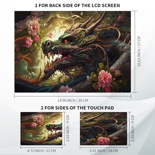 Universal Laptop Skin, DIY Cut-to-Fit Vinyl Cover Compatible with HP, Dell, Lenovo, Mac (13.3" to 15.6"), Anti-Scratch, No Residue & Bubble-Free Protective Decal Sticker, Epic Dragon Floral - color: Epic Dragon Floral