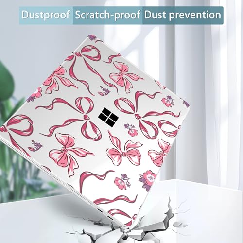 Mektron Printed Case for 2025 Microsoft Surface Laptop Windows 11 Copilot+ PC Surface Laptop 13 inch Touchscreen Display Cover Fits Model 2095, Flowers-Bows-Red - color: Flowers-Bows-Red