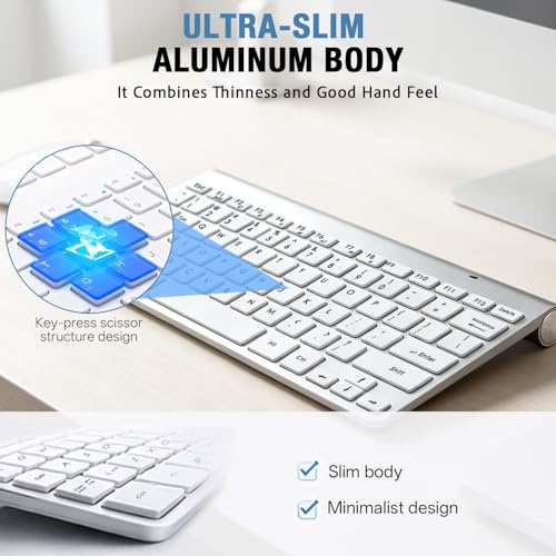 Wireless Keyboard, 78 Keys 2.4G Bluetooth Thin Lightweight Silent Keyboard for Laptop/PC/Tablet/Desktop/Smart TV - color: Silver