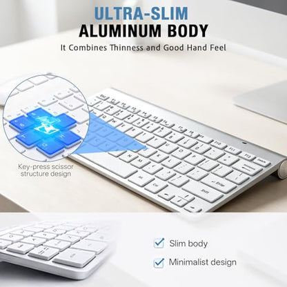 Wireless Keyboard, 78 Keys 2.4G Bluetooth Thin Lightweight Silent Keyboard for Laptop/PC/Tablet/Desktop/Smart TV - color: Silver
