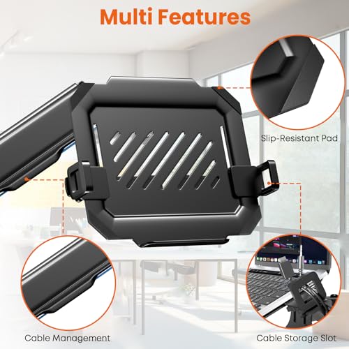 2-in-1 Laptop Wall Mount with Detachable Tray for 12-17" Laptops & Monitors | Gas Spring Adjustable Arm , Full Motion Articulating Stand Holds 2.2-19.8 lbs , Black