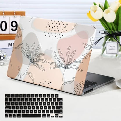Funut for MacBook Air 13 inch Case 2021 2020 2019 2018 Release M1 A2337 A2179 A1932 with Touch ID, MacBook Air M1 Case Plastic Hard Shell Case Protective Cover & Keyboard Cover, Art Flowers - color: #Aesthetic Flower, size: Mac Air 13" 2018-2022(A1932/A21