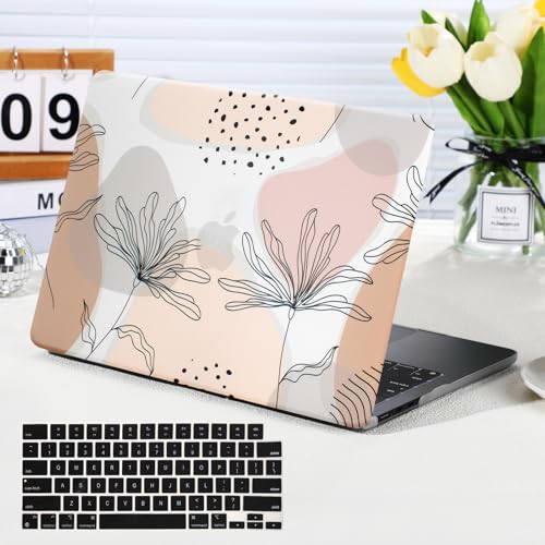 Funut for MacBook Air 13 inch Case 2021 2020 2019 2018 Release M1 A2337 A2179 A1932 with Touch ID, MacBook Air M1 Case Plastic Hard Shell Case Protective Cover & Keyboard Cover, Art Flowers - color: #Aesthetic Flower, size: Mac Air 13" 2018-2022(A1932/A21