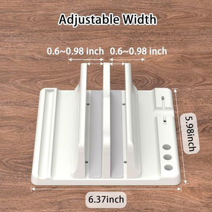 Vertical Laptop Stand Holder - Adjustable ABS Plastic Laptop Holder Vertical, Space-Saving 4 in 1 Compatible with All MacBook Pro Air, Mac, HP, Dell, Microsoft Surface (White) - color: White