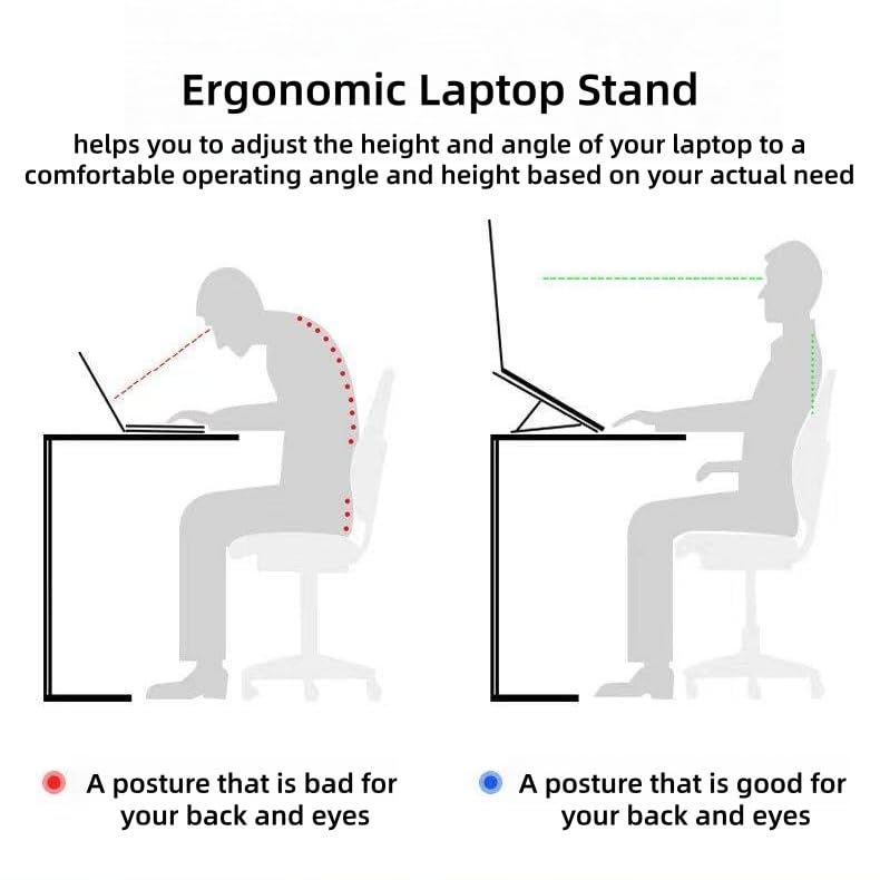 Aluminum Foldable Laptop Stand for Desk, Tablets and 10-17" Laptops | Portable Notebook Stand Computer Holder Adjustable Riser for MacBook Air/Pro/Neo, iPads, Tablets, More Laptops