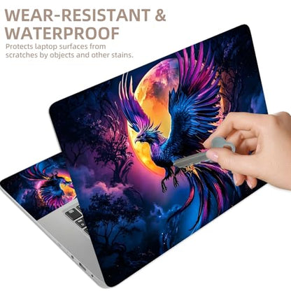 Universal Laptop Skin Sticker for 12/13/14/15.6 Inch Laptops, Reusable Vinyl Laptop Decal Cover, Waterproof Scratch Resistant Notebook Skin with 2 Wrist Pads,Majestic Phoenix - color: Majestic Phoenix