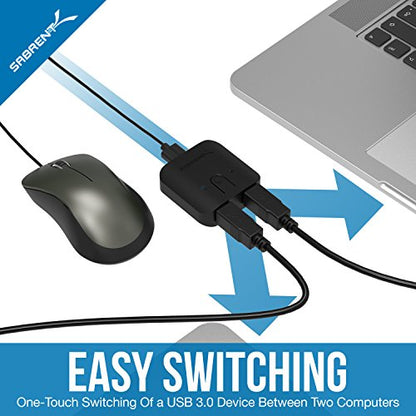 SABRENT USB 3.0 Sharing Switch for Multiple Computers, LED (USB-SW30) | Share USB peripherals across computers; LED device indicators; black - size: 1 Count (Pack of 1)