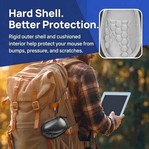 Comecase Compact Mouse Case for Logitech MX Anywhere 3S/3/2S/2 | Hard Shell Storage, Raised Inner Dots, Accessory Groove, Carabiner, Travel and Business Use, Inside Grey, Bag Only, - color: Black+Inside Grey