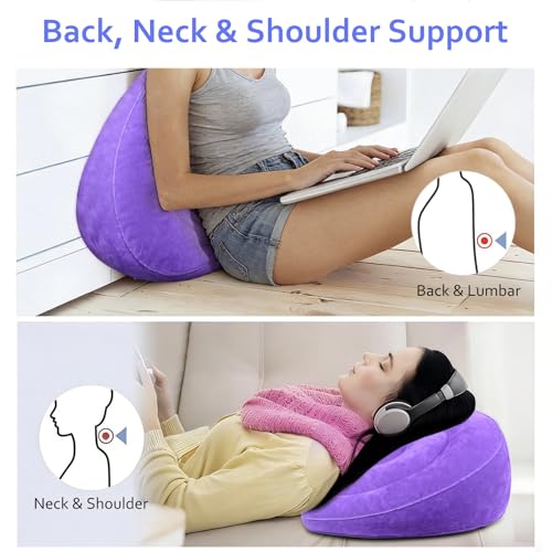 Inflatable Acid Reflux Pillow, Portable Pillow Wedges for Sleeping, Lap Desk Gaming Pillows for Travel, Multi-Functional Wedge Yoga Pillow for Reading, Laptop, Crocheting, Body Positioners