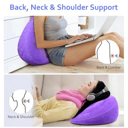 Inflatable Acid Reflux Pillow, Portable Pillow Wedges for Sleeping, Lap Desk Gaming Pillows for Travel, Multi-Functional Wedge Yoga Pillow for Reading, Laptop, Crocheting, Body Positioners