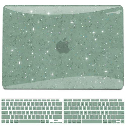 B BELK for MacBook Air 13.3 inch Case M1 A2337 A2179 A1932, Glitter Green | 2021-2018 Released, Sturdy Protective Laptop Hard Shell with 2 Keyboard Covers - color: Sparkling Glitter Green