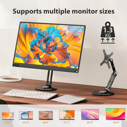UPERFECT 75mm VESA Mount Stand, Foldable Portable Monitor Stand | Supports 15.6–17.3" Portable Monitors, 75×75mm VESA Mount, Foldable Tabletop Design, Lay Flat Mobile Display Arm Stand - size: 17.3 inch