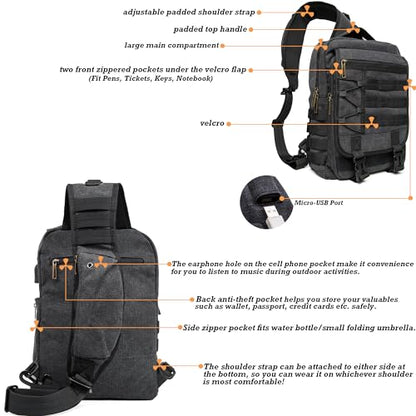 NICGID Sling Bags Chest Shoulder Backpacks, Laptop Backpack Crossbody Messenger Bag Travel Outdoor Men Women - color: Khaki-808, size: 13.3 inch