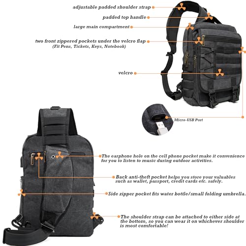 NICGID Sling Bags Chest Shoulder Backpacks, Laptop Backpack Crossbody Messenger Bag Travel Outdoor Men Women - color: Black-808, size: 13.3 inch