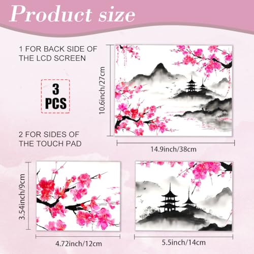 PLIGREAT Ink Cherry Blossom Laptop Skin Sticker Decal Universal Size Fits 12" 13" 13.3" 14" 15 Inch Laptop Removable Waterproof Notebook Aesthetic Decals PC Protector Cover Sticker