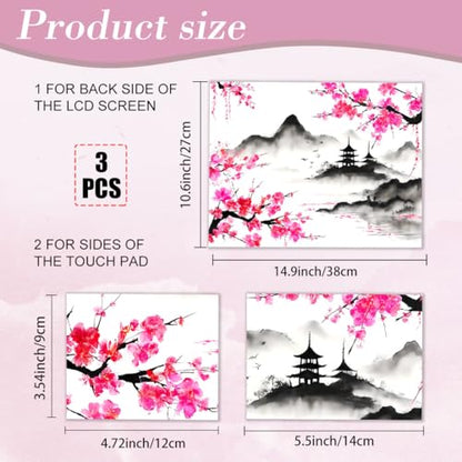 PLIGREAT Ink Cherry Blossom Laptop Skin Sticker Decal Universal Size Fits 12" 13" 13.3" 14" 15 Inch Laptop Removable Waterproof Notebook Aesthetic Decals PC Protector Cover Sticker