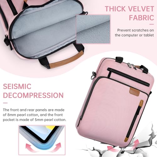 TORIBIO 13 Inch Tablet Sleeve Bag Padded Protective Travel Carrying Case | Fits 13" iPad Air M4 M3 M2, iPad Pro M5 M4 M2 M1, Samsung Galaxy Tab S9 FE+/S9+/S8+/S7 FE/S7+ 12.4" Surface Laptop Go 12.4" - color: Pink, size: 12.9 Inch