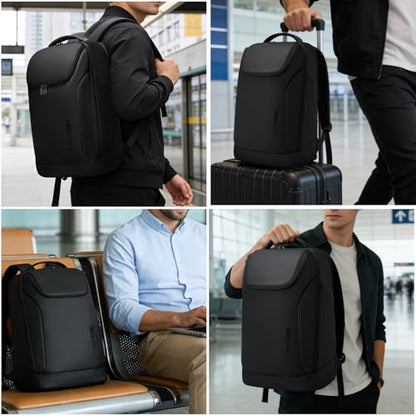 FUTURE AESTHETICS Business Smart Backpack Waterproof for women,men,Fight Approved Durable Backpack suitable as overnight and travel backpack (Black) - color: Black