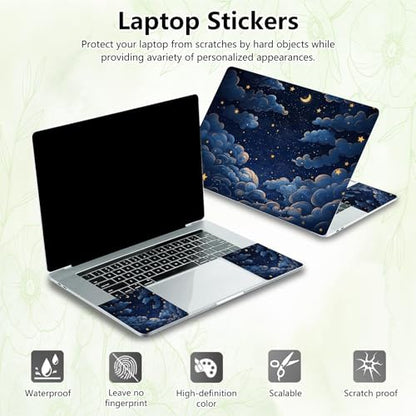 Laptop Skin Sticker Decal, Universal Reusable Vinyl Laptop Cover for 12" 13" 13.3" 14" 15" 15.4" 15.6" Notebook PC, Reusable Waterproof Scratch-Resistant with 2 Wrist Pads,Art Galaxy Moon - color: Art Galaxy Moon