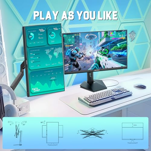 SANSUI Gaming Monitor 27" 1440P 200Hz 180Hz WQHD 2560×1440-AMD FreeSync 1ms DCI-P3 95% Fast IPS Computer Monitor,Height Adjustable Vertical/Horizontal Rotating, 2×DisplayPort/HDMI 丨HDR丨Low Motion Blur - size: 27 inch