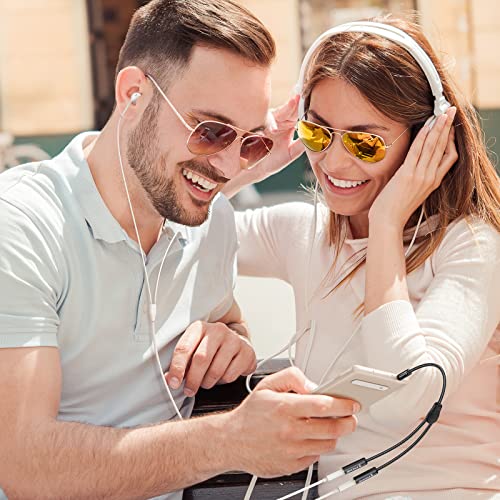 Headphone Splitter, Syncwire Nylon-Braided 3.5mm Extension Cable Audio Stereo Y Splitter (Hi-Fi Sound), Male to 2 Ports Female Headset Splitter for Apple, Samsung, Tablets & More (No Mic) - color: Black