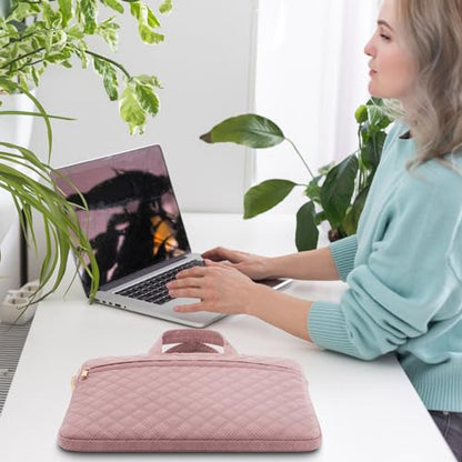 Laptop Sleeve Carrying Case Bag 14-15 Inch Polyester Lightweight with Handle Compatible with MacBook Acer ASUS HP Surface Dell Chromebook, Pink - color: Pink, size: 14"-15"