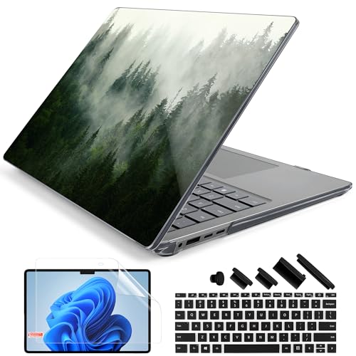Batianda Case for 15 inch Microsoft Surface Laptop 8 2026 for Business & Surface Laptop 7th Edition 2024, Creative Pattern Durable Scratch-Resistant Hardshell 4-in-1 Accessories Bundle, Forest - color: Forest