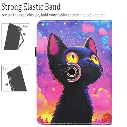Universal 10 10.1 Inch Android Tablet Case, Dluggs 360 Degree Rotating Multi-Angle Viewing Stand Universal Case Cover for 10 10.1 and All 9.5-10.5 Inch Tablet, Black Cat - color: Black Cat
