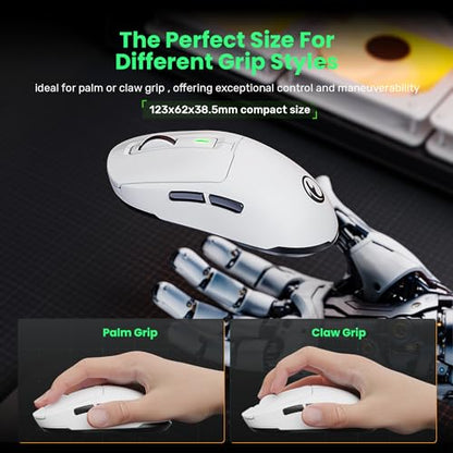 G59 2.4G/BT/Wired Wireless Gaming Mouse, Rechargeable USB Type-C Wireless Game Mouse, 6 Adjustable DPI, Max 8000 DPI, 60g Lightweight, 6 Programmable Buttons, PC Computer Laptop, Win 11 10, Mac