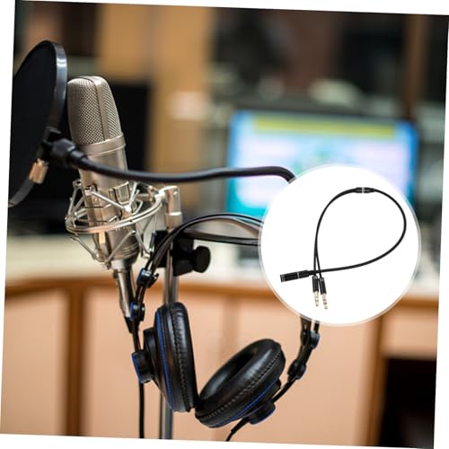 2pcs Headset Jack Adapter Cord Y Splitter Cable Male to Female Audio Extension for Laptops Mobile Phones Microphone Live Streaming Karaoke