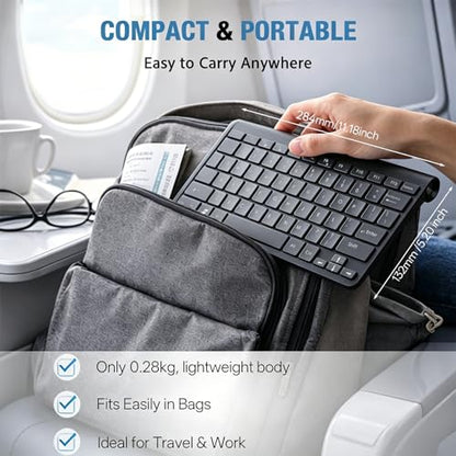 Wireless Keyboard, 78 Keys 2.4G Bluetooth Thin Lightweight Silent Keyboards for Laptop/PC/Tablet/Desktop/Smart TV - color: Black