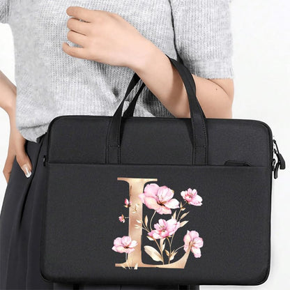 Computer Bag For Men & Women, With Initial Laptop Bag,14/15inches Messenger bag For Office、Business、Travel、School - color: Bk-l