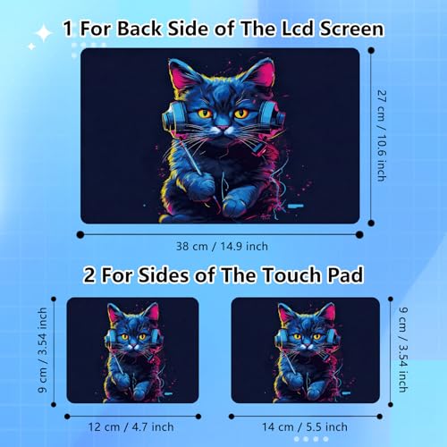 Universal Laptop Skin Sticker Decal for 11.6”12" 13" 13.3" 14" 15" 15.4" 15.6" Reusable Waterproof Scratch-Scratch Resistant Protective Vinyl Laptop Notebook Skin Stickers - Music Cute Cat - color: Music Cute Cat