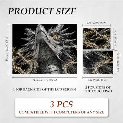 DEGDFSGR 12.1-15.6 Inch Universal Reusable Laptop Skin Sticker Decal, Waterproof Removable Protector for Notebook Cover, Scratch-Resistant Vinyl Cuttable Full Wrap Sticker, Dark Fantasy Dragon - color: Dark Fantasy Dragon