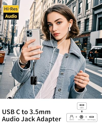 USB C to 3.5mm Audio Adapter 3-in-1 USB-C Headphone Adapter with USB OTG Data Port & 60W PD Charging, Type-C Aux to 3.5mm Converter Compatible with iPhone 17/16/15, Samsung Galaxy, Pixel, iPad
