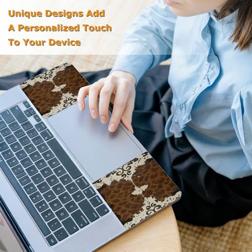 Universal Laptop Skin Sticker with 2 Wrist Pad Decals, 3-Piece Removable Vinyl Laptop Cover, Western Cow Print Waterproof Anti-Scratch, Easy-Trim Fit for 13.3" 14" 15.6" Laptops - color: Western Cow Print