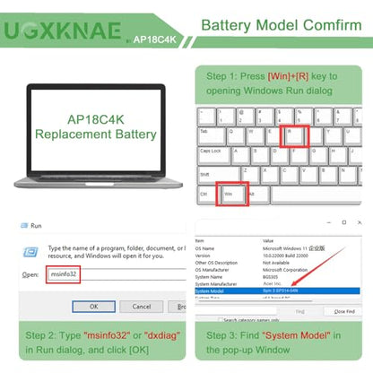 AP18C4K Battery Replacement for Acer Aspire 5 A515-43 A515-43G A515-43-R057 A515-43-R19L A515-44 A515-44G Spin 3 SP314-54N SP314-54N-54XS A515-43-R057 A515-44G-R26L 11.4V 48Wh
